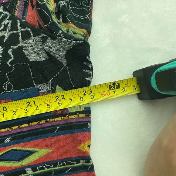 Chico;s Design Retro Shirt Women's 3 Multi 80s Boho Indie Vintage VTG - Picture 3 of 4